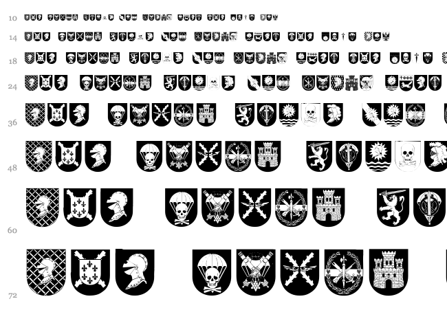 Spanish Army Shields font waterfall